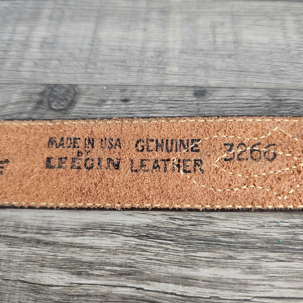 Jordache Vintage Brown Leather Western Belt Braided Leegin USA Gold Buckle 32 - Picture 11 of 11